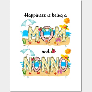 Happiness Is Being A Mom And Nonno Summer Beach Happy Mother's Posters and Art